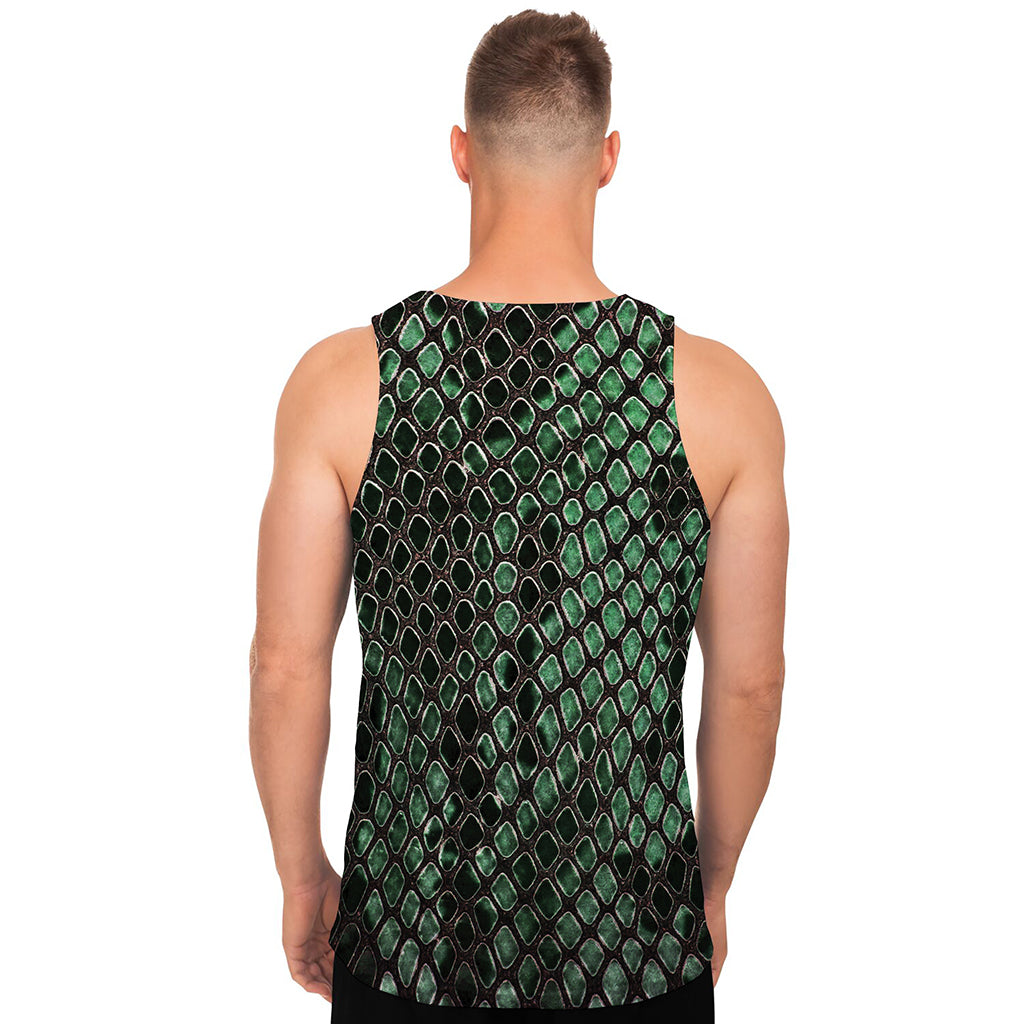 Green Snakeskin Print Men's Tank Top