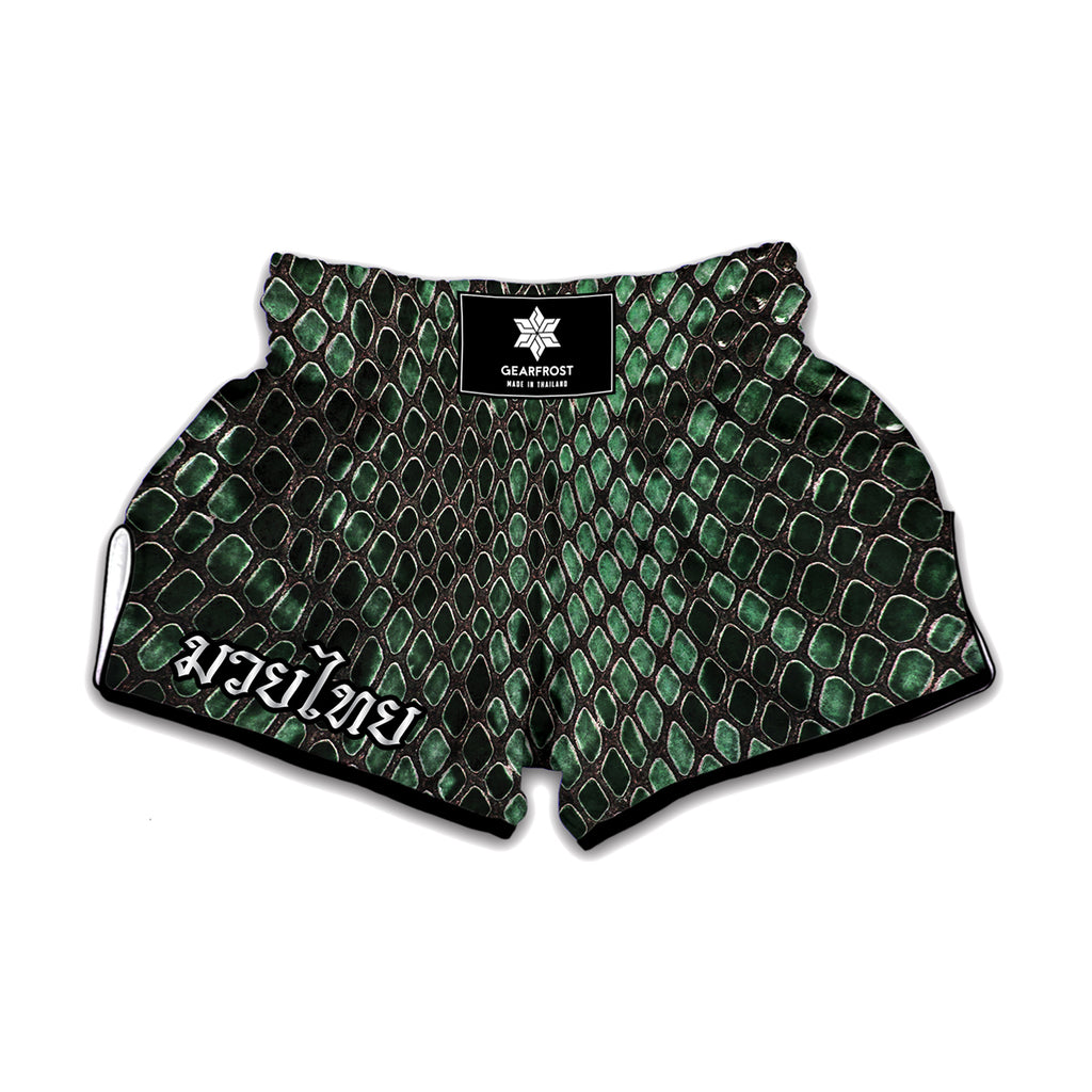 Green Snakeskin Print Muay Thai Boxing Shorts