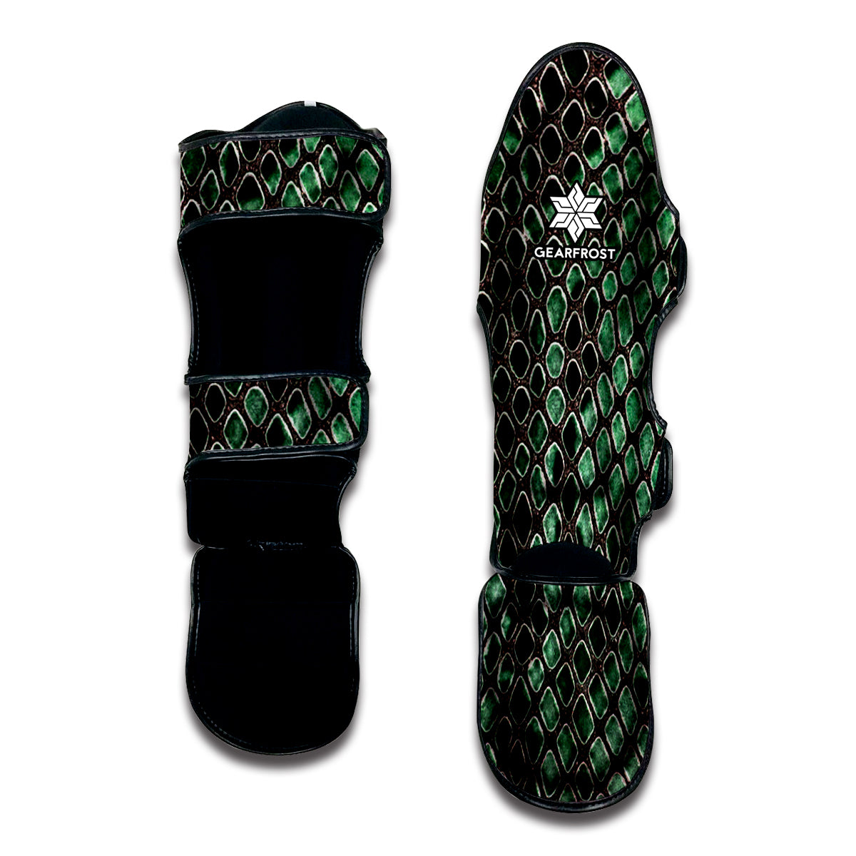 Green Snakeskin Print Muay Thai Shin Guard