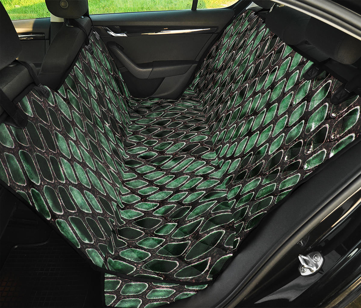 Green Snakeskin Print Pet Car Back Seat Cover