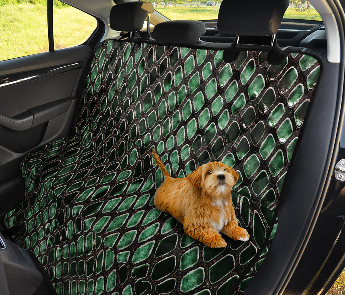 Green Snakeskin Print Pet Car Back Seat Cover