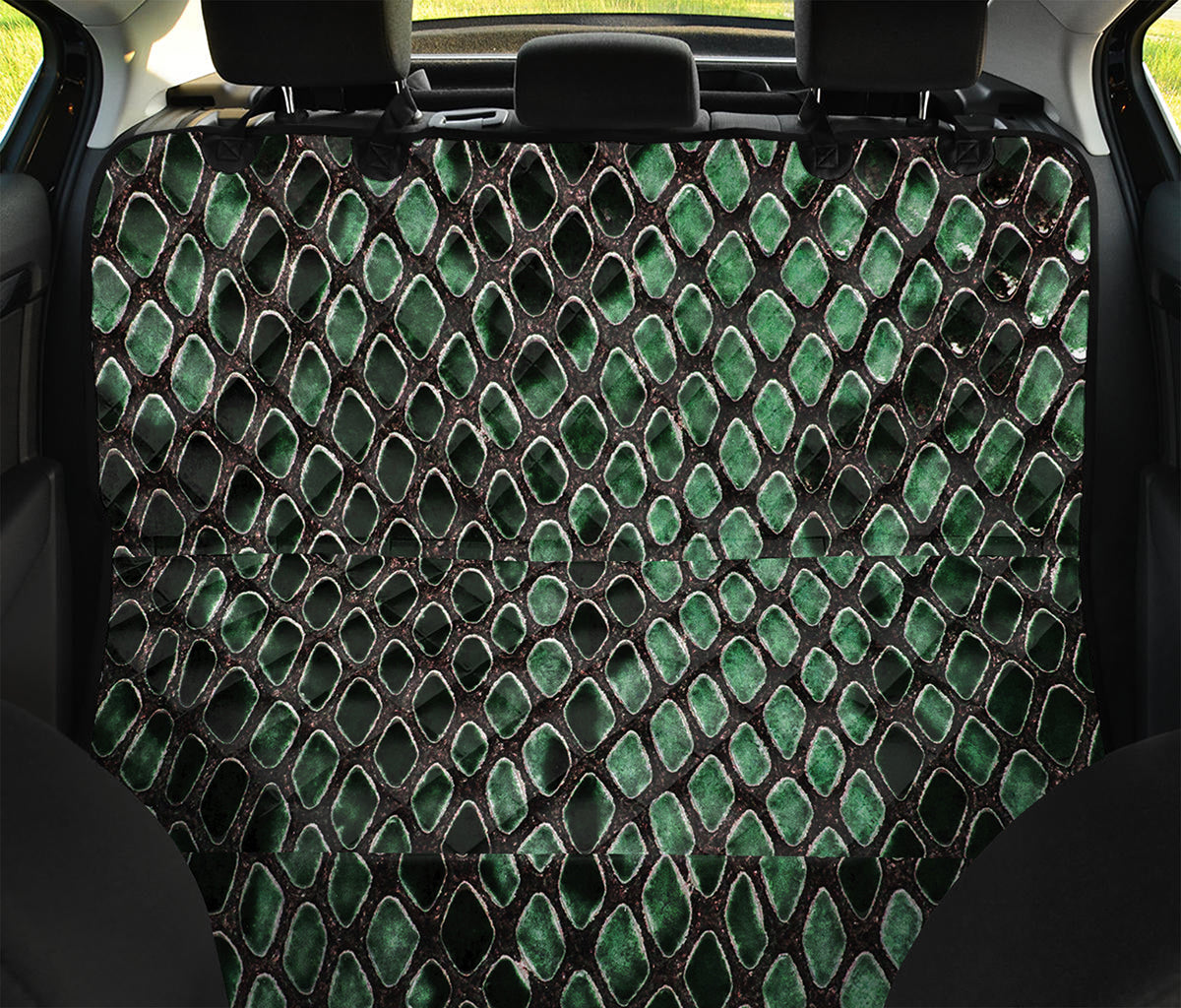 Green Snakeskin Print Pet Car Back Seat Cover