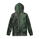 Green Snakeskin Print Pullover Hoodie