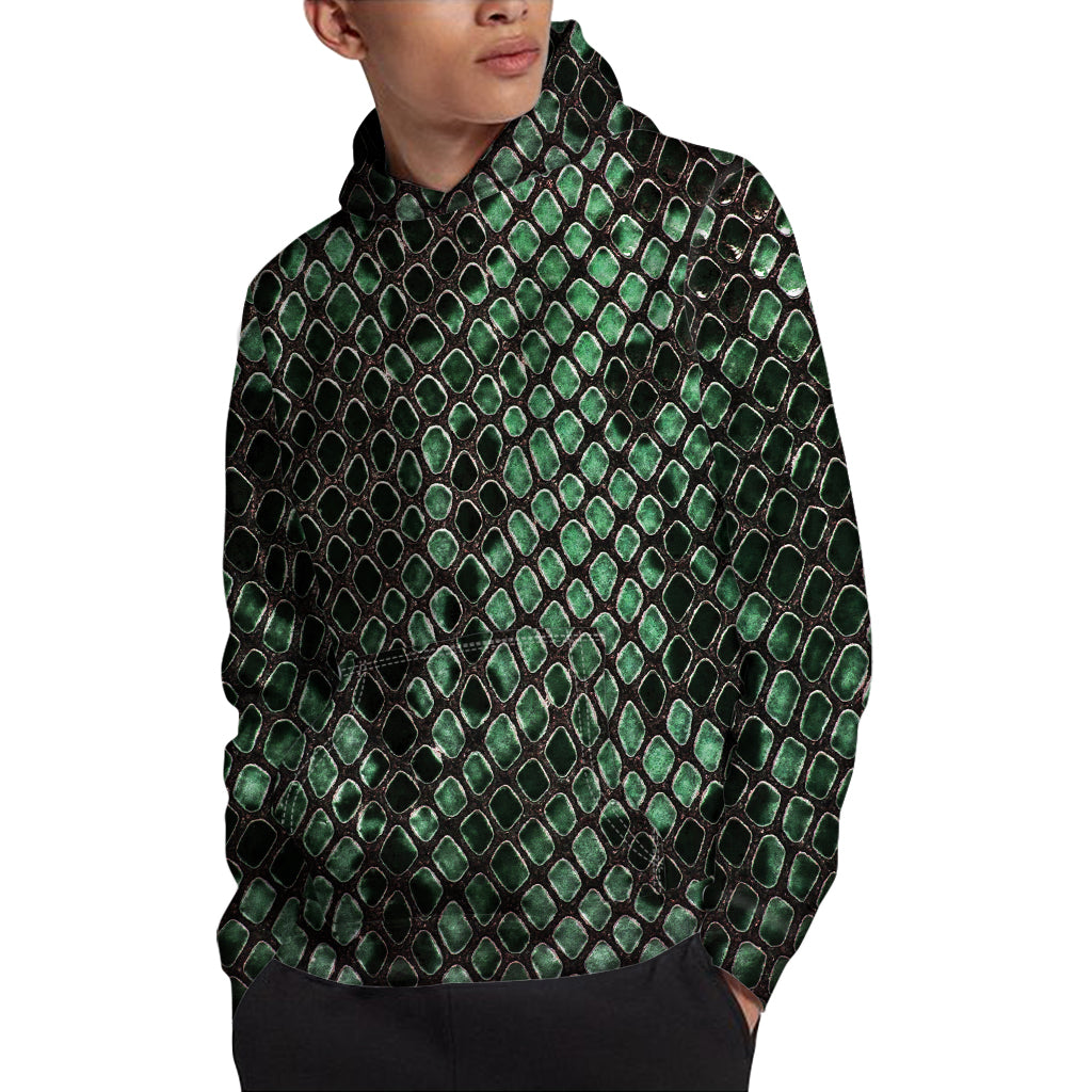 Green Snakeskin Print Pullover Hoodie