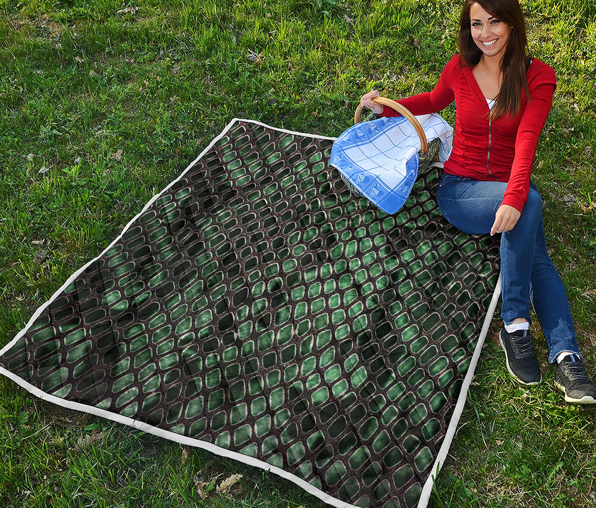 Green Snakeskin Print Quilt