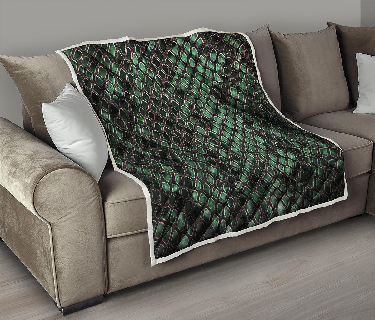 Green Snakeskin Print Quilt