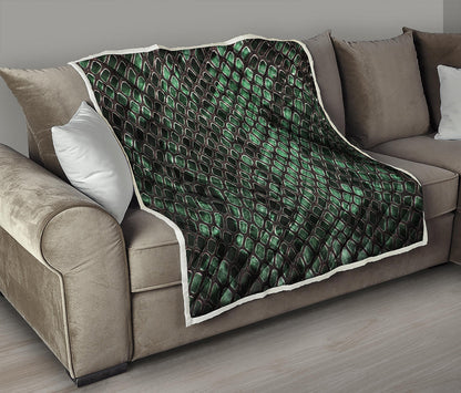 Green Snakeskin Print Quilt