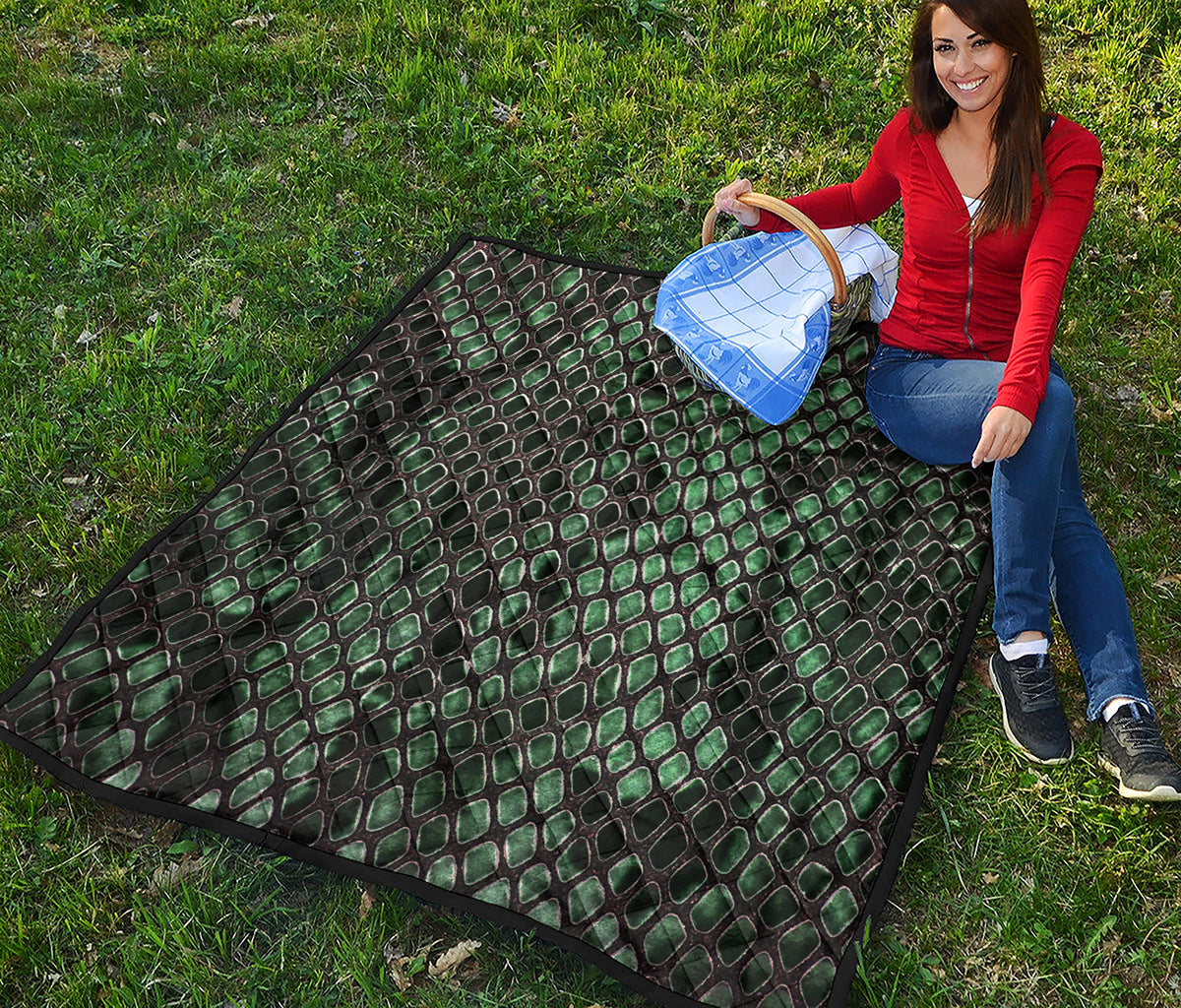 Green Snakeskin Print Quilt