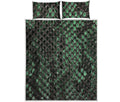 Green Snakeskin Print Quilt Bed Set