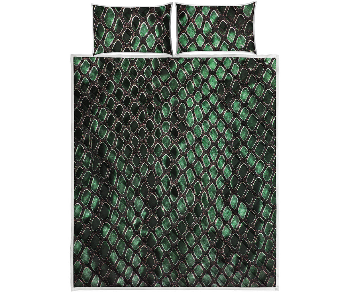 Green Snakeskin Print Quilt Bed Set