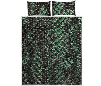 Green Snakeskin Print Quilt Bed Set