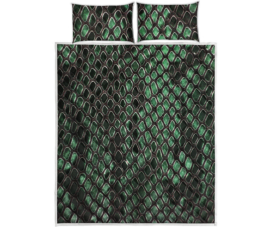 Green Snakeskin Print Quilt Bed Set