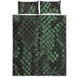 Green Snakeskin Print Quilt Bed Set