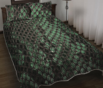 Green Snakeskin Print Quilt Bed Set