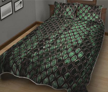 Green Snakeskin Print Quilt Bed Set