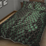 Green Snakeskin Print Quilt Bed Set
