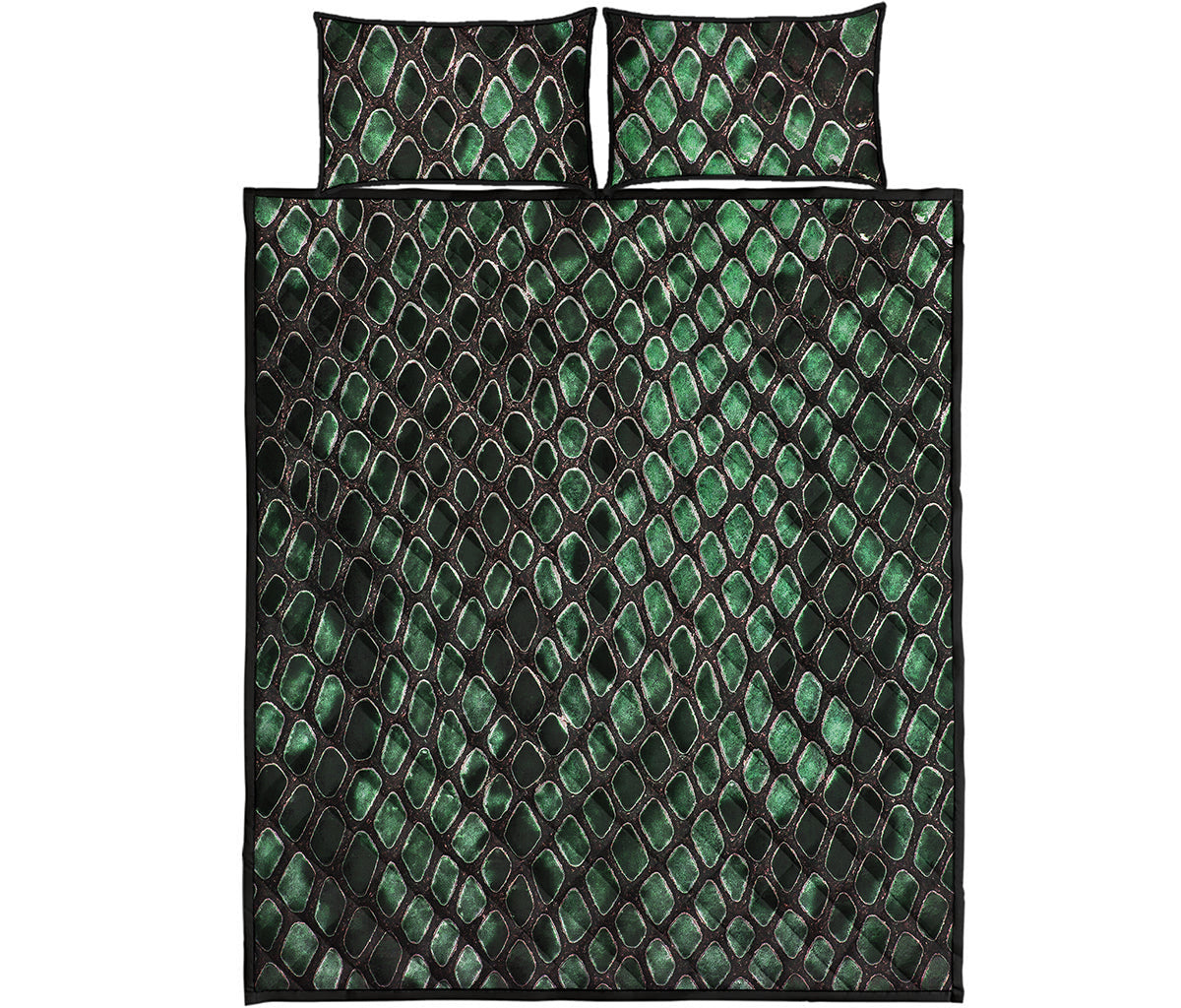 Green Snakeskin Print Quilt Bed Set