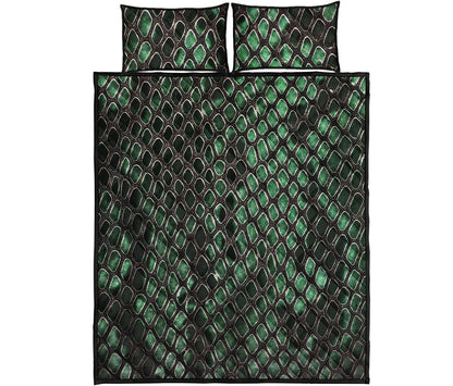 Green Snakeskin Print Quilt Bed Set