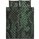 Green Snakeskin Print Quilt Bed Set