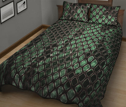 Green Snakeskin Print Quilt Bed Set
