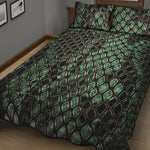 Green Snakeskin Print Quilt Bed Set