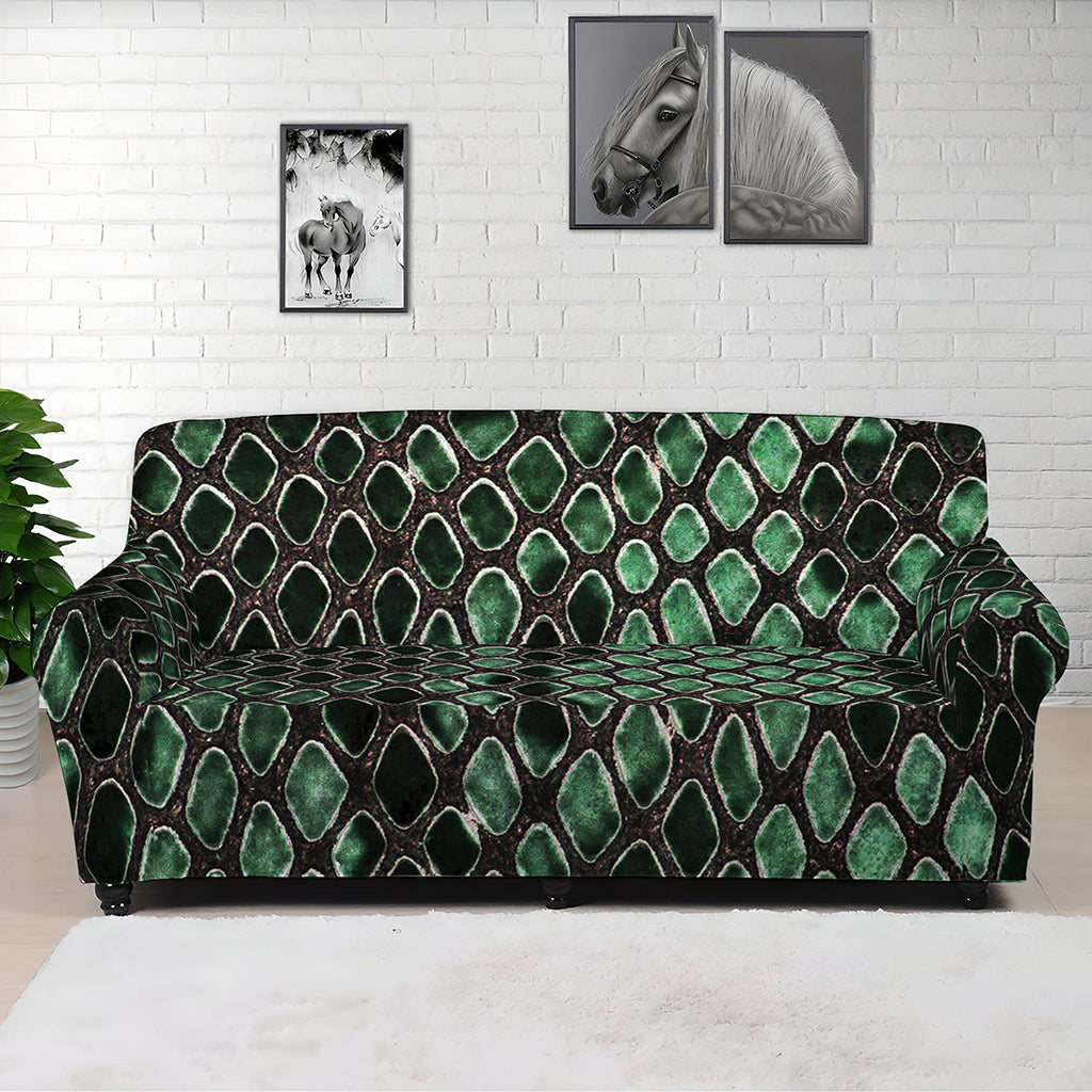 Green Snakeskin Print Sofa Cover