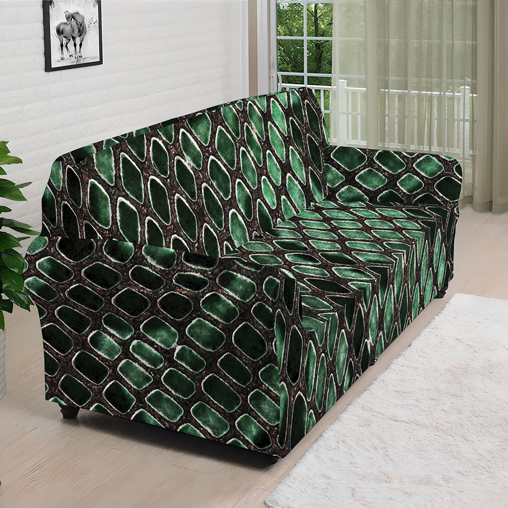 Green Snakeskin Print Sofa Cover