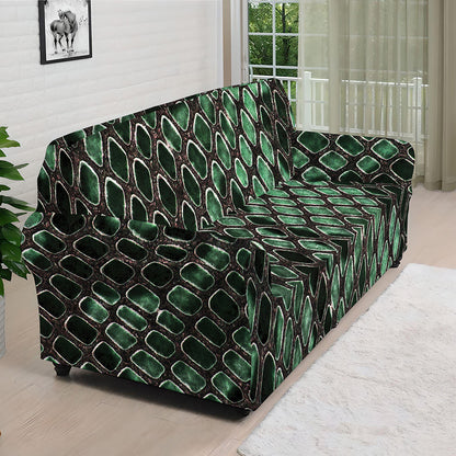Green Snakeskin Print Sofa Cover