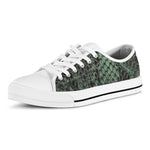 Green Snakeskin Print White Low Top Shoes