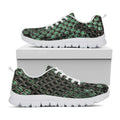 Green Snakeskin Print White Running Shoes