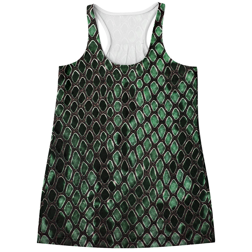 Green Snakeskin Print Women's Racerback Tank Top