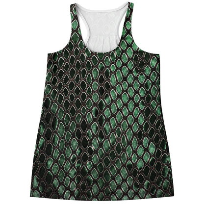 Green Snakeskin Print Women's Racerback Tank Top