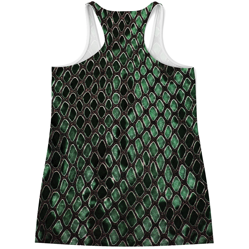 Green Snakeskin Print Women's Racerback Tank Top