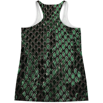 Green Snakeskin Print Women's Racerback Tank Top