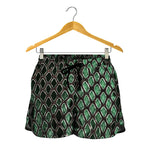 Green Snakeskin Print Women's Shorts