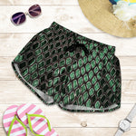 Green Snakeskin Print Women's Shorts