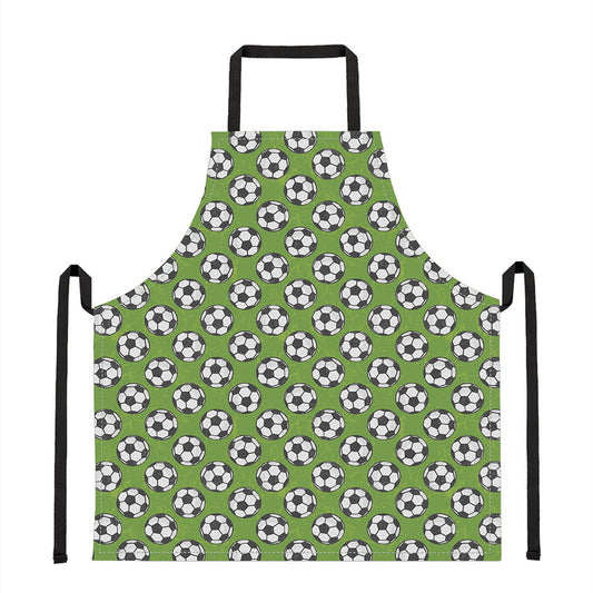 Green Soccer Ball Pattern Print Apron