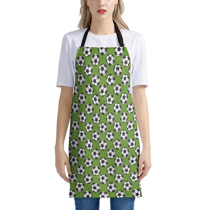 Green Soccer Ball Pattern Print Apron