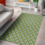 Green Soccer Ball Pattern Print Area Rug