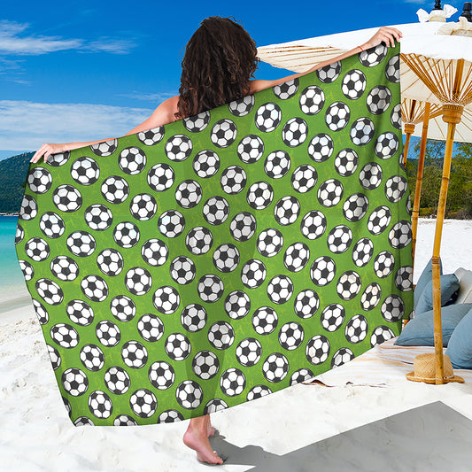 Green Soccer Ball Pattern Print Beach Sarong Wrap