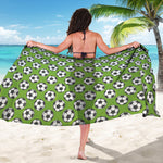 Green Soccer Ball Pattern Print Beach Sarong Wrap