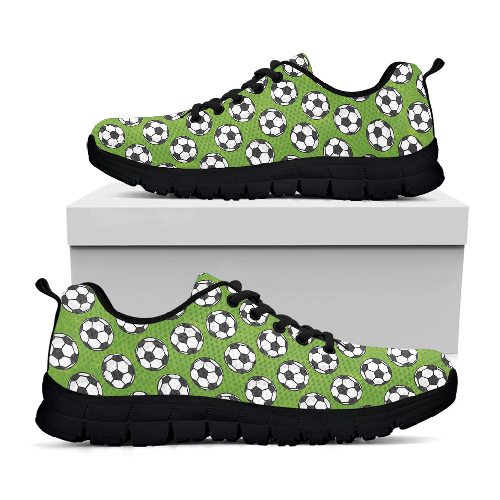 Green Soccer Ball Pattern Print Black Sneakers