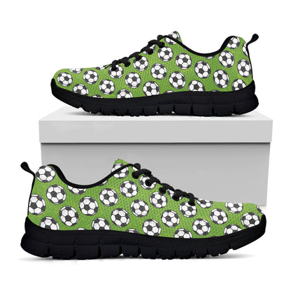 Green Soccer Ball Pattern Print Black Sneakers