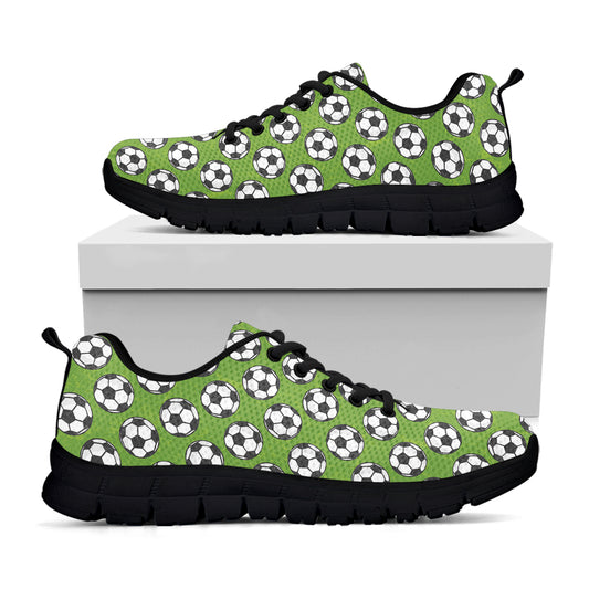 Green Soccer Ball Pattern Print Black Sneakers