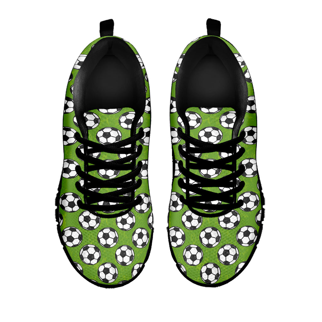 Green Soccer Ball Pattern Print Black Sneakers