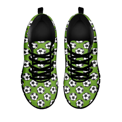Green Soccer Ball Pattern Print Black Sneakers