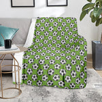 Green Soccer Ball Pattern Print Blanket