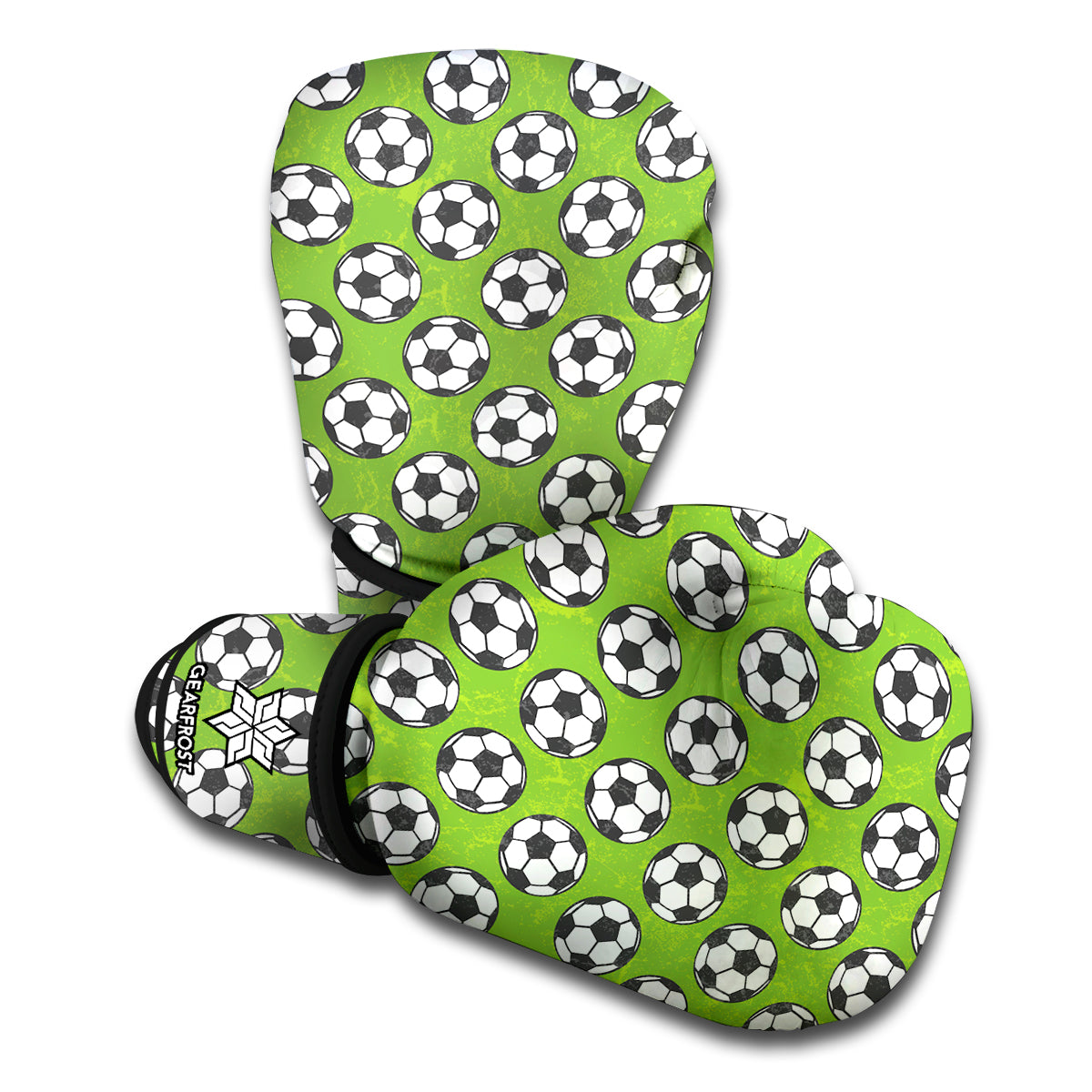 Green Soccer Ball Pattern Print Boxing Gloves