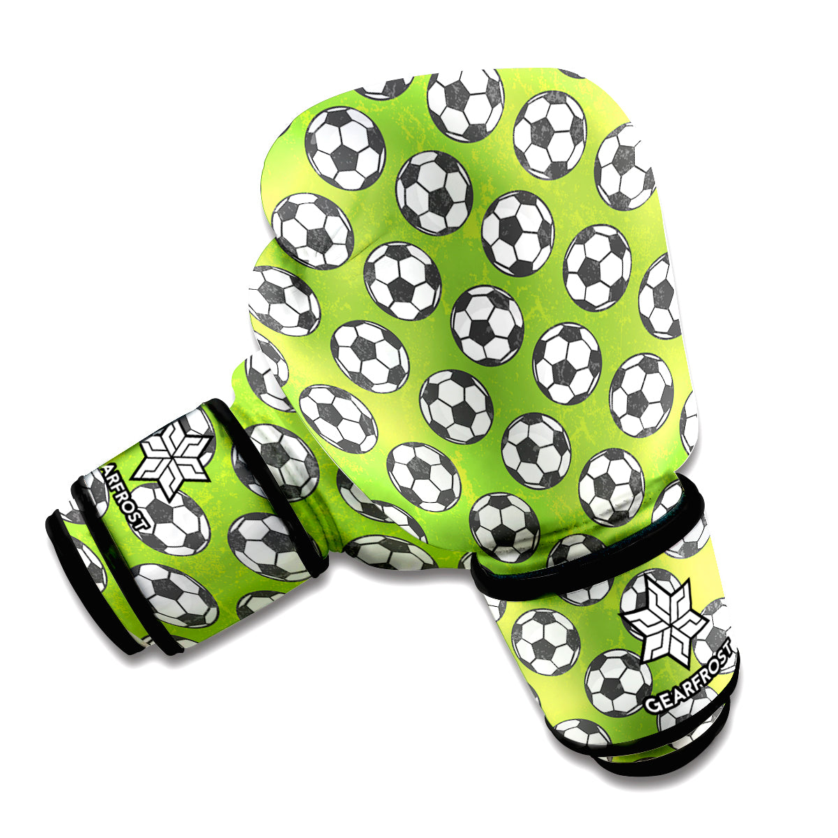Green Soccer Ball Pattern Print Boxing Gloves