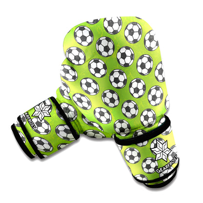 Green Soccer Ball Pattern Print Boxing Gloves